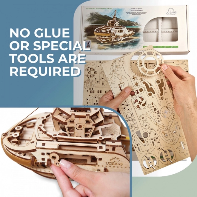 Ugears 3D puslespil - Bugserbåd 169 stykker