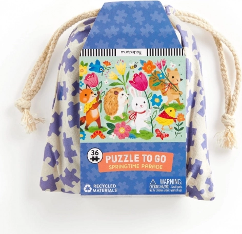 Puzzle Forårsoptog i stofpose fra Mudpuppy