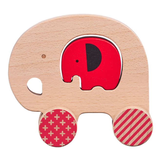 Petit Collage Elefant og elefantungen på hjul