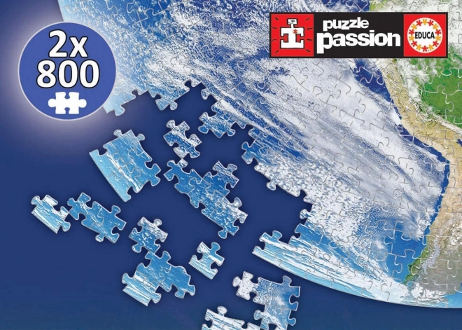 Educa runde puslespil Planet Jorden 2x800 brikker