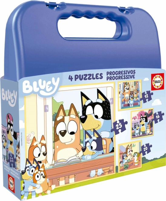 Puslespil i kuffert Bluey 4-i-1
