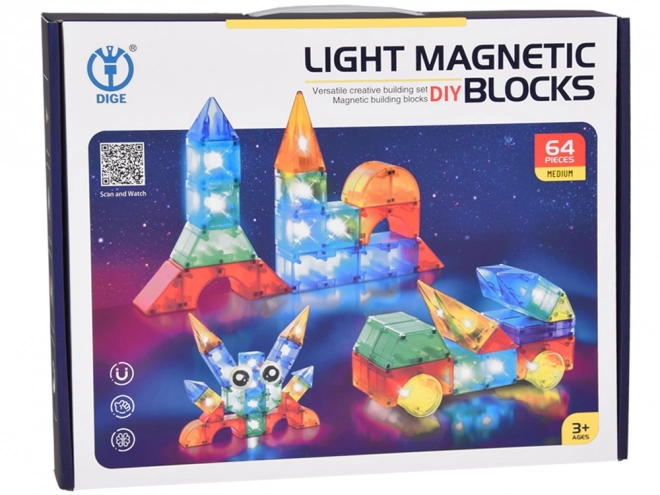 3D magnetiske blokke Lysende magnetiske blokke 64 stk ZA5240