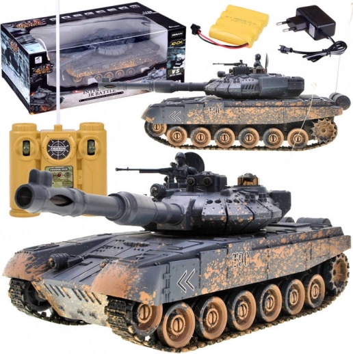 RC-tank T-90 med drejelig tårn, lys og lyde