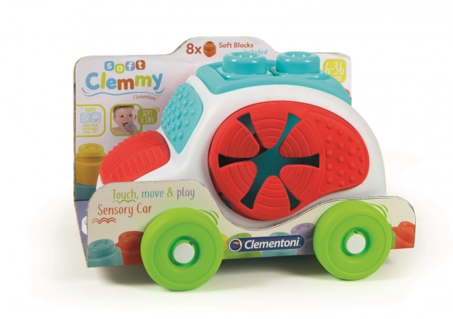 CLEMENTONI SOFT CLEMMY Indsættelses sensorisk bil med klodser