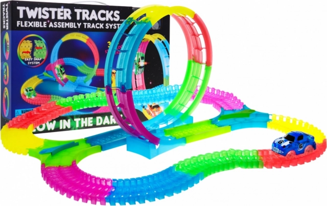 Lysende racerbane med loop og LED-bil til børn fra 3 år