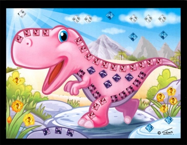 Mozaik billede mini glitrende dinosaur 10x12cm mix varianter