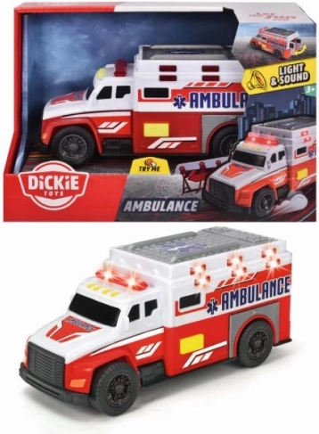 Ambulance 15 cm med lys og lyd