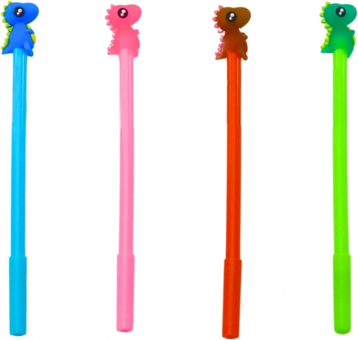 Dinosaur kuglepen med stop – sort blæk, mix pink/blå 0,5 mm