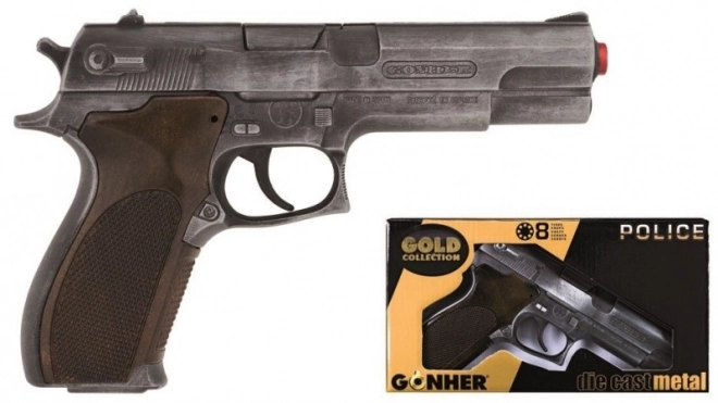 Politipistol Gold samling sølvmetal 8 skud