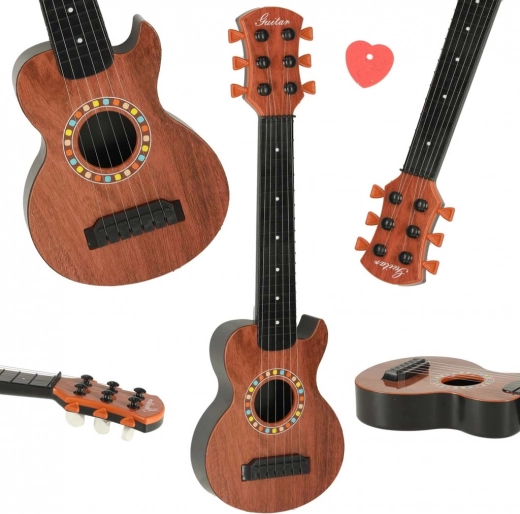 Klassisk børneguitar i træ, 6 strenge, 46,5 cm