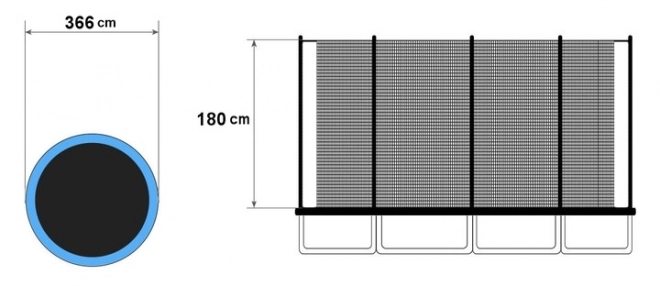 Indvendigt trampolinenet 366cm 12ft/8
