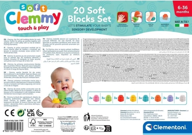 CLEMENTONI Soft Clemmy Sæt med 20 bløde klodser