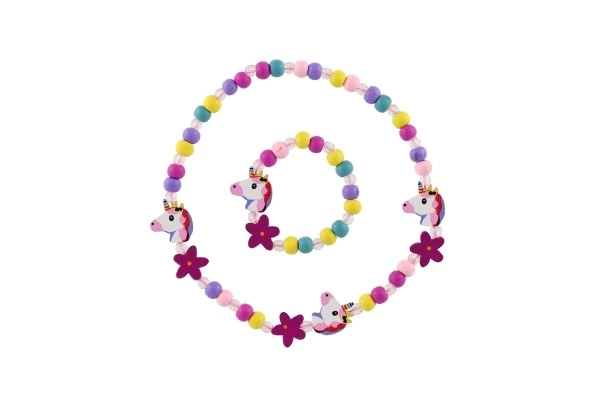Halskæde og armbånd med enhjørningperler