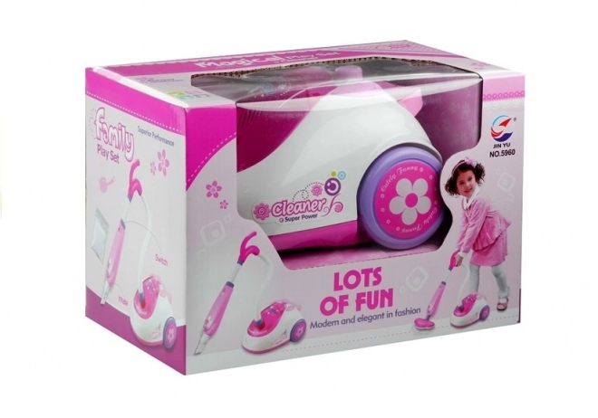Børne pink støvsuger på batterier med to hoveder