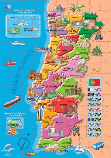 Educa puslespil Kort over Portugal 150 brikker