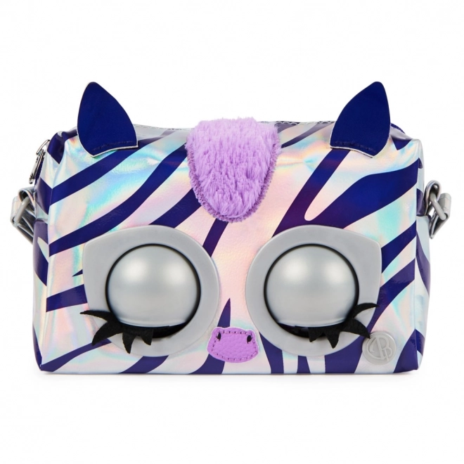 Metallisk interaktiv håndtaske Purse Pets zebra
