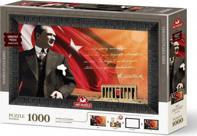 ART PUZZLE Puslespil med ramme og lim 3i1 1000 brikker – Atatürk og Anitkabir