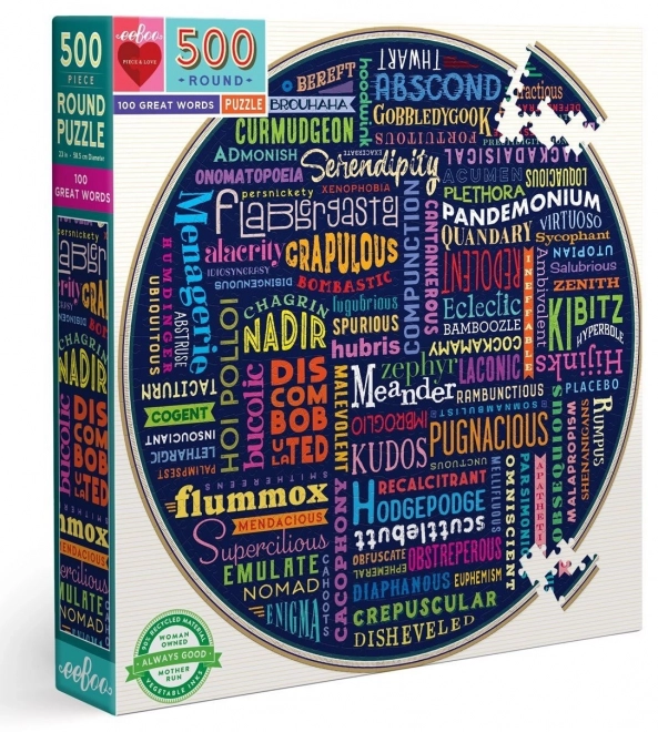Rundt puslespil 100 fantastiske ord 500 brikker