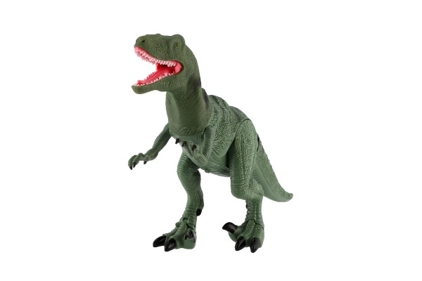 Dinosaurus gående IC velociraptor plast 50cm på batteri med lyd og lys i kasse 53x32,5x12cm