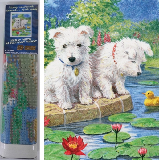 Diamantmaling Hunde med åkander 30 × 40 cm