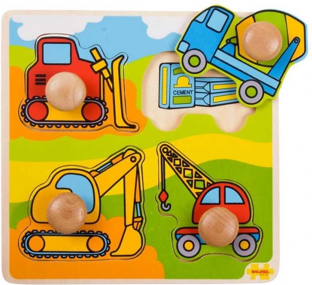 Store indsætningspuslespil Byggemaskiner Bigjigs Toys