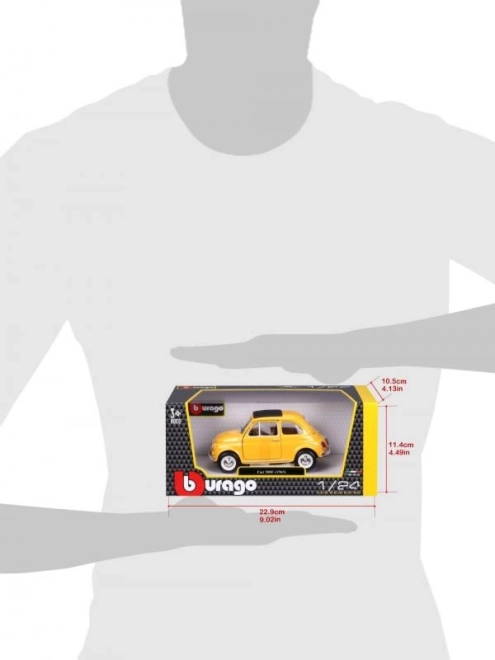 Bburago model bil Fiat 500 F 1965 gul 1:24