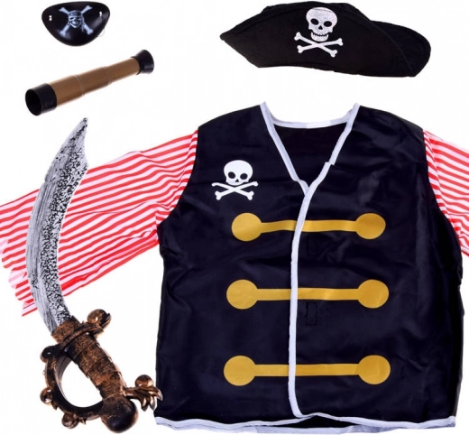 Børne piratkostume med sværd og tilbehør