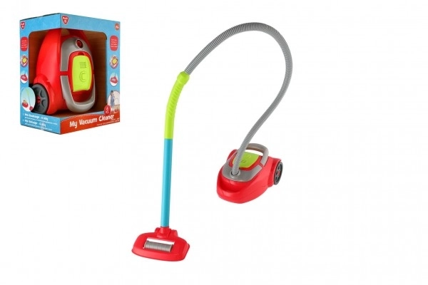 Støvsuger plast 18x25cm med batteri og lyd i kasse 29x17x23cm 24m+