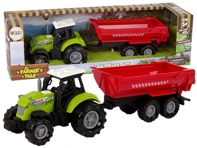Grøn traktor med rød anhænger Lyd