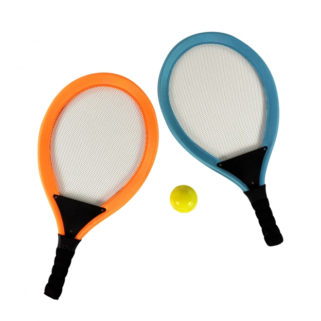 Sæt til tennis - sportsrackets med netfyld og bold