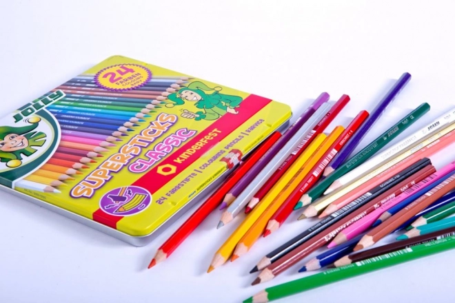 Supersticks 24 farver i metalkasse