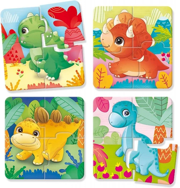Farverige dinosaurpuslespil
