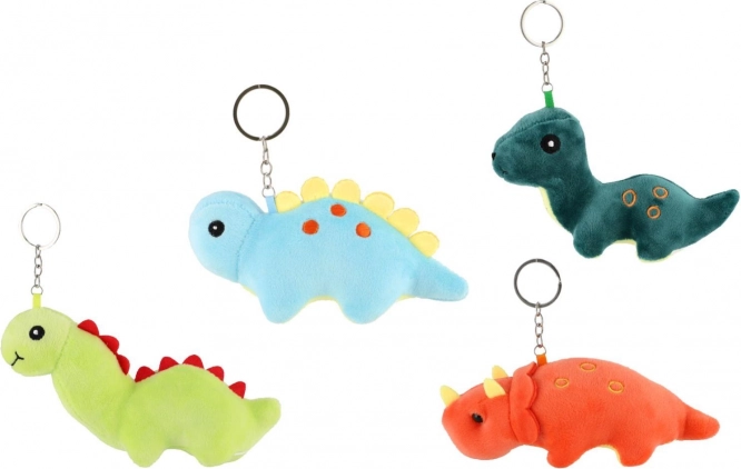 Plysset dinosaur-nøglering 15-18 cm fire varianter