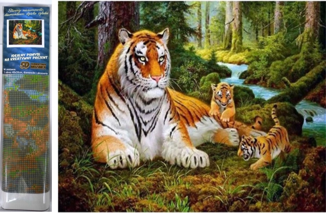 Norimpex diamantmaleri Tigerinde med unger 30x40 cm