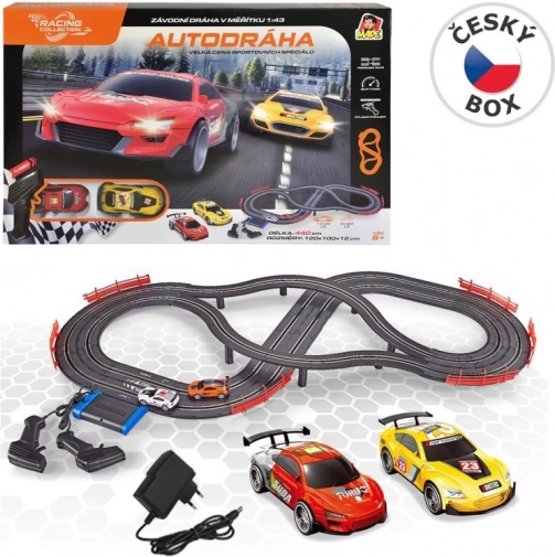 racerbane Racing Collection med 2 biler og controllere, banens længde 440 cm