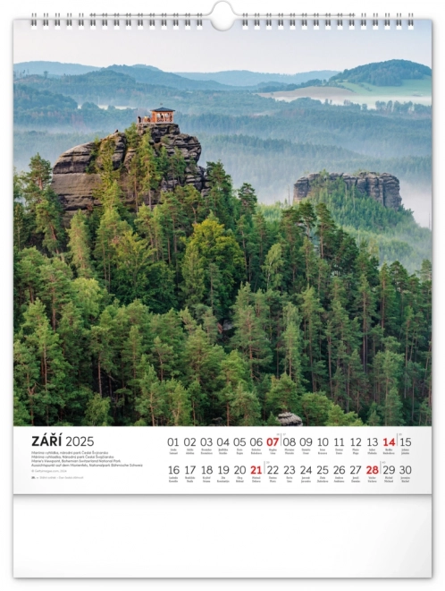 NOTIQUE Vægkalender Rejser gennem det tjekkiske landskab 2025, 30 x 34 cm