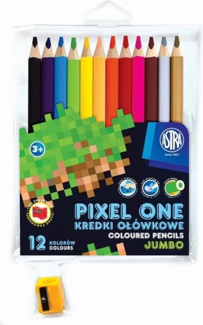 ASTRA farveblyanter Pixel One jumbo 12 stk med blyantspidser