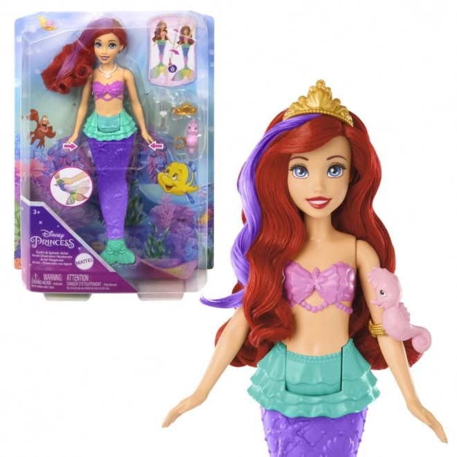 MATTEL Disney Prinsesse dukke Ariel lille havfrue svømmer, skifter farve