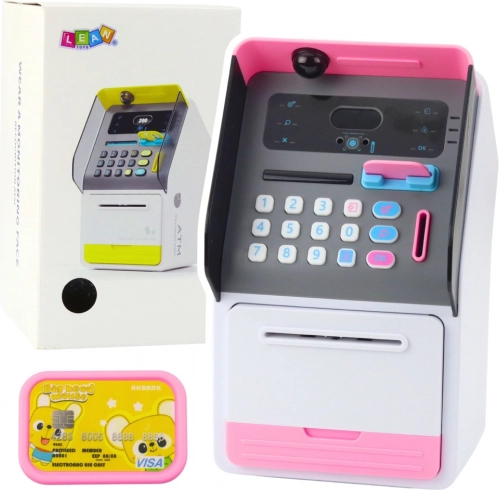 Rosa børne-ATM pengeskab med PIN-kode