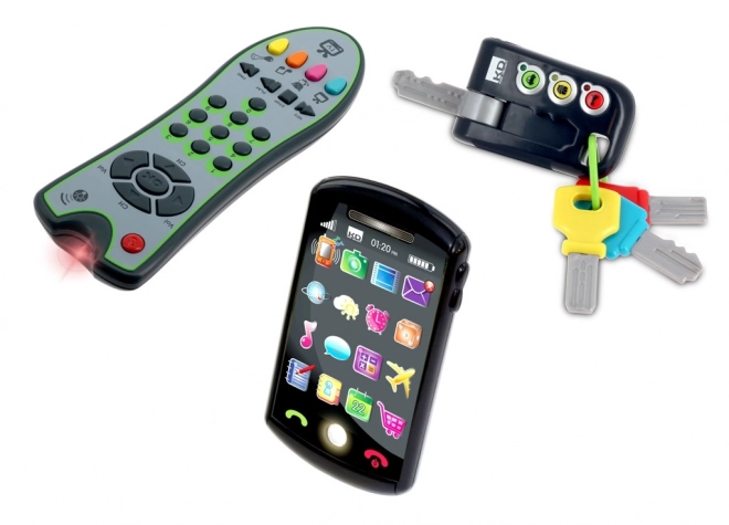 Trio sæt Tech Too - nøgler, fjernbetjening og telefon