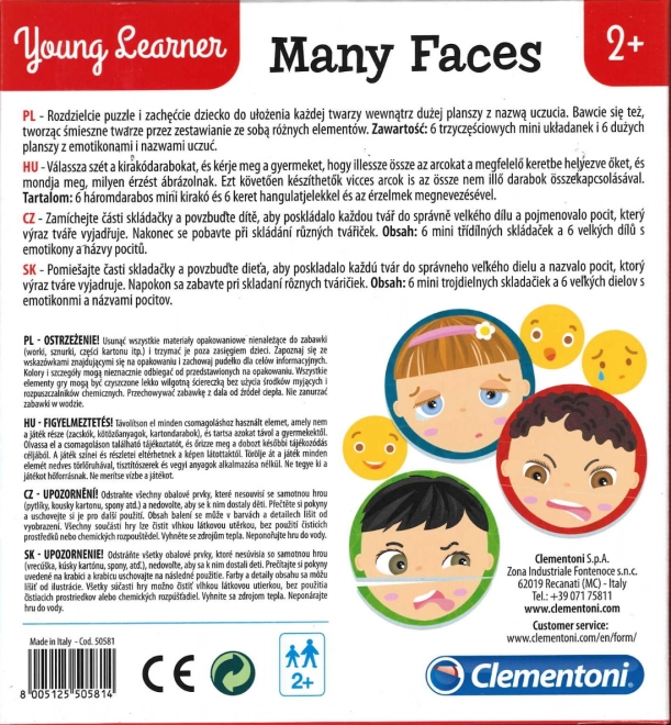 CLEMENTONI Young Learner: Mange ansigter 6x3 brikker