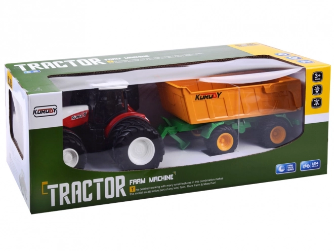Fjernstyret traktor med gummihjul + trailer RC0601