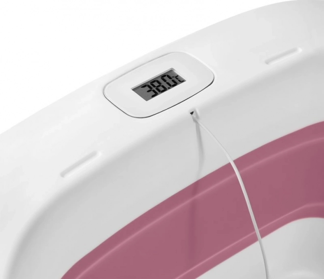 Lionelo Foldbar badekar med termometer og liggestol Pink Magnolia