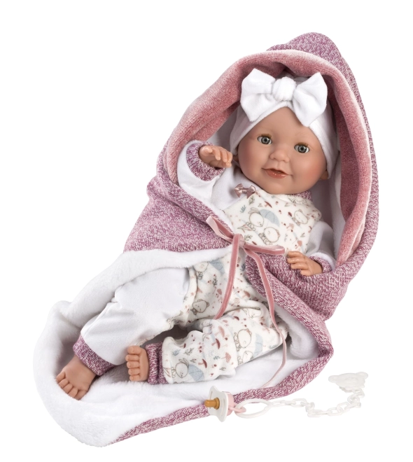 Llorens 74040 NYFØDT - blinkende realistisk dukke baby med lyde og blødt stofkrop - 42 cm