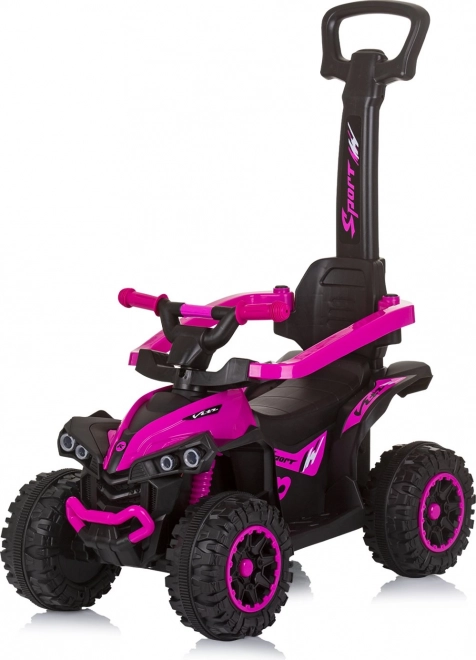Sparkcykel med tag og styrestang ATV Lyserød