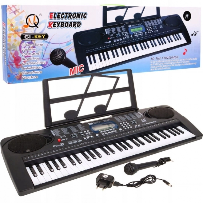 Børne-keyboard med mikrofon og nodestativ