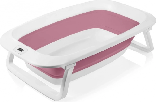 Lionelo Foldbar badekar med termometer og liggestol Pink Magnolia