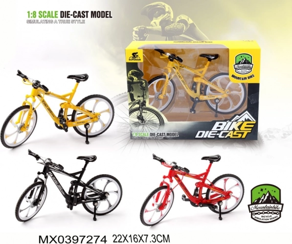 Vejcykelmodel 1:8 med fleksibel styring og gummihjul