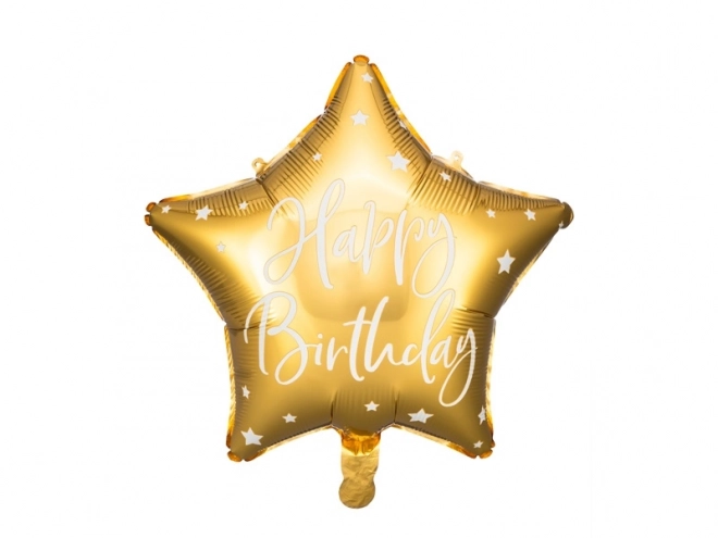 Guld folieballon med stjerne Happy Birthday - 40 cm