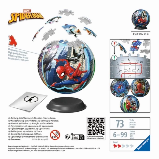 Puslespil-Kugle Spiderman 72 brikker